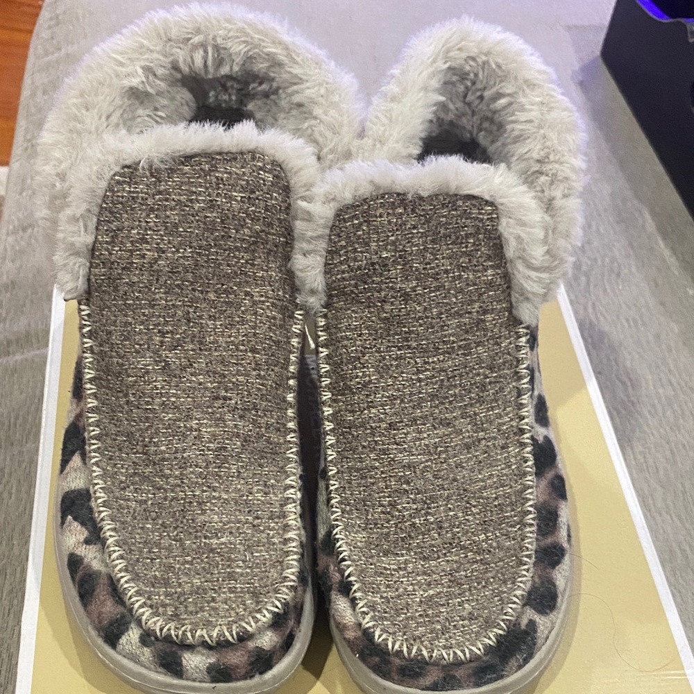 Women’s animal print Hey Dude shoes